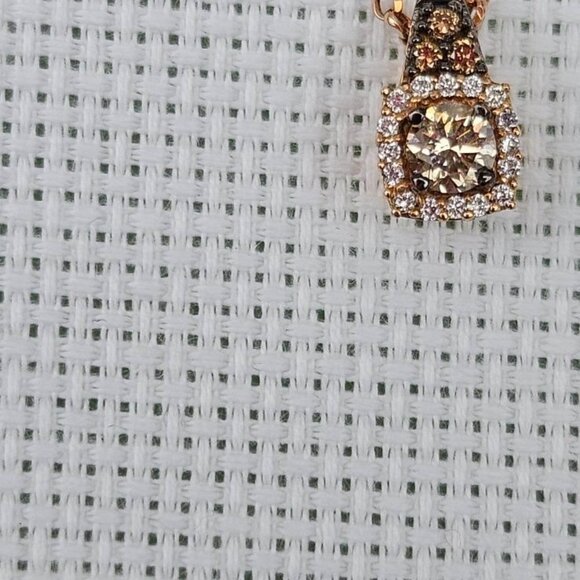 NIB 14k Le Vian rose gold chocolate diamond necklace and earring set - Picture 4 of 16
